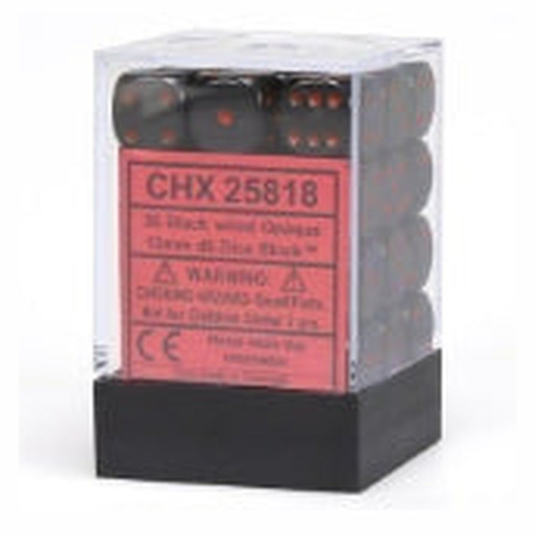 Chessex Opaque 12mm D6 Black w/ Red Dice Block