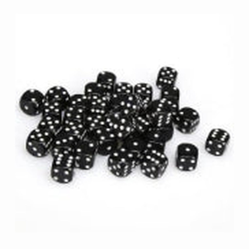 Opaque 12mm D6 Black with White Dice Block (36 Dice)