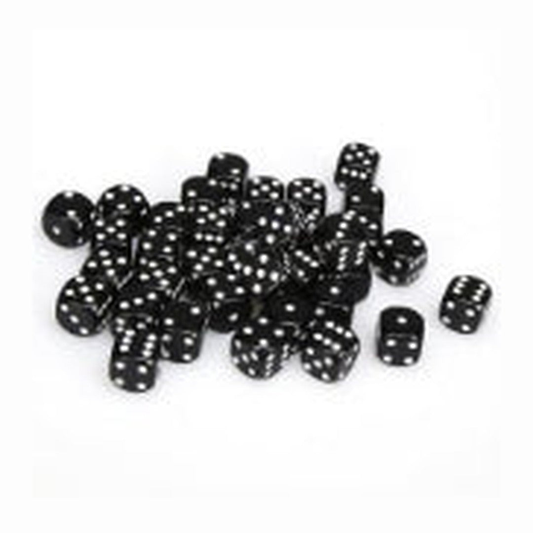 Opaque 12mm D6 Black with White Dice Block (36 Dice)