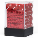 D6CUBE12mmOP RDWH (36) D6 12mm Red w/White Chessex Manufacturing CHX25804