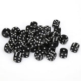 Opaque 12mm D6 Black with White Dice Block (36 Dice)