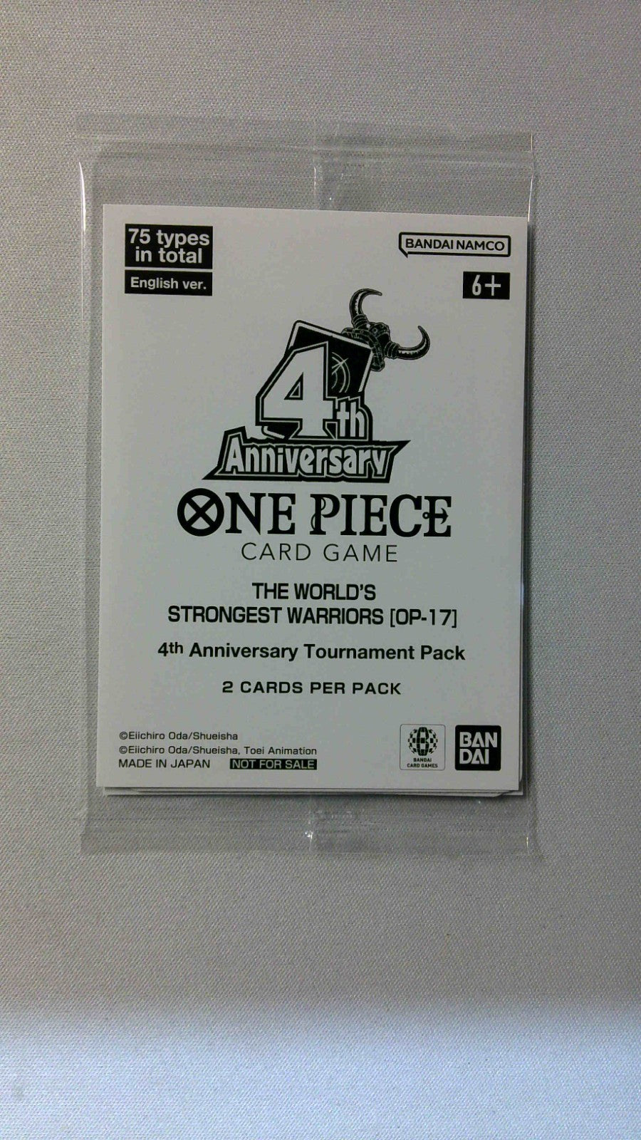 One Piece TCG OP-17 4th Anniversary Tournament Pack Sealed 2 Cards Promo