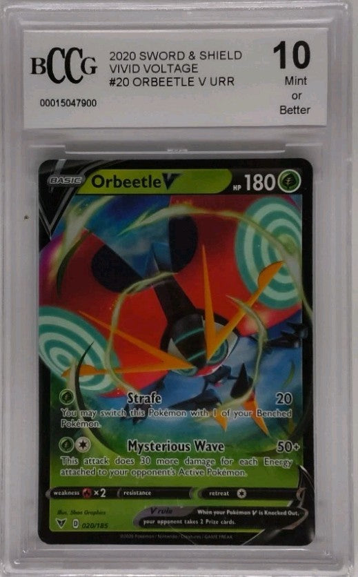 2020 Pokemon Sword & Shield Vivid Voltage Orbeetle #020 BCCG 10 Mint