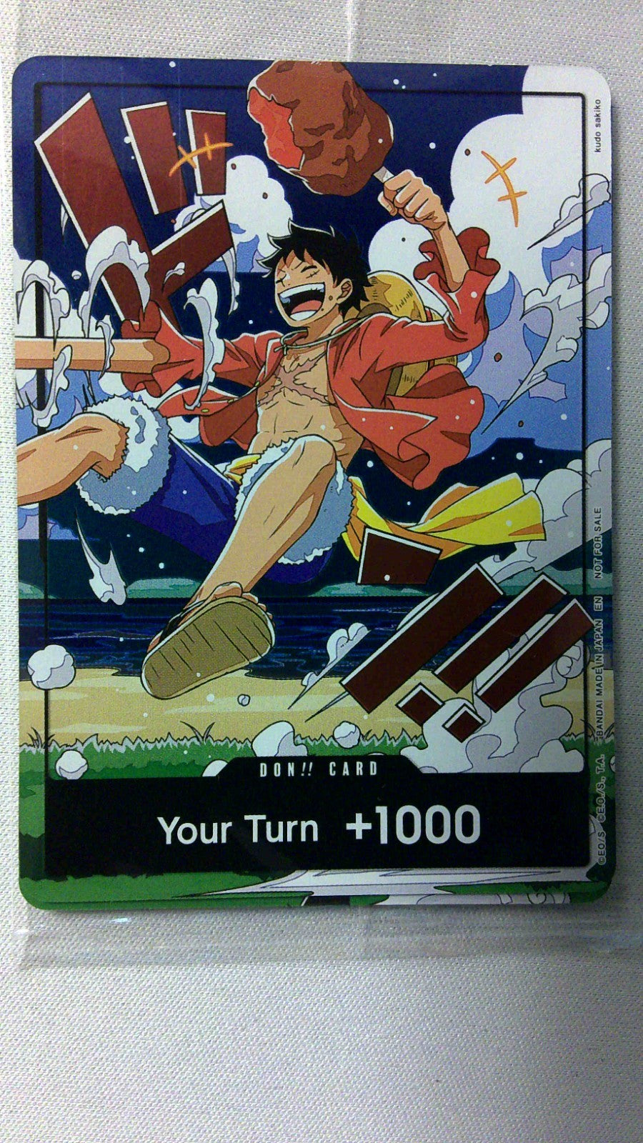 One Piece TCG Monkey D Luffy DON!! Promo Card Sealed Meat on Bone Foil