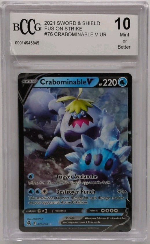 Pokemon 2021 Sword & Shield Fusion Strike Crabominable #76 BCCG 10 Mint