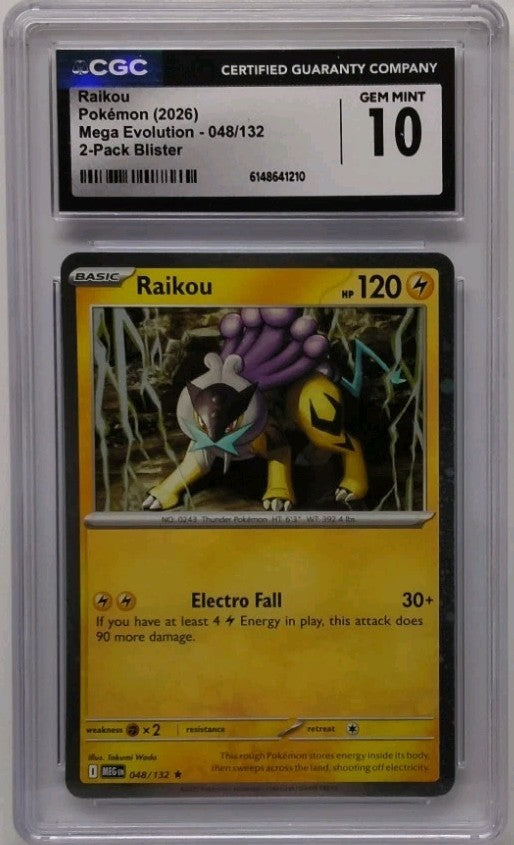 2026 Pokemon Raikou Mega Evolution #048/132 CGC 10 Gem Mint