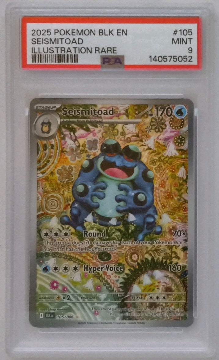 2025 Pokemon Blk EN-Black Bolt #105 Seismitoad Illustration Rare PSA 9 Mint